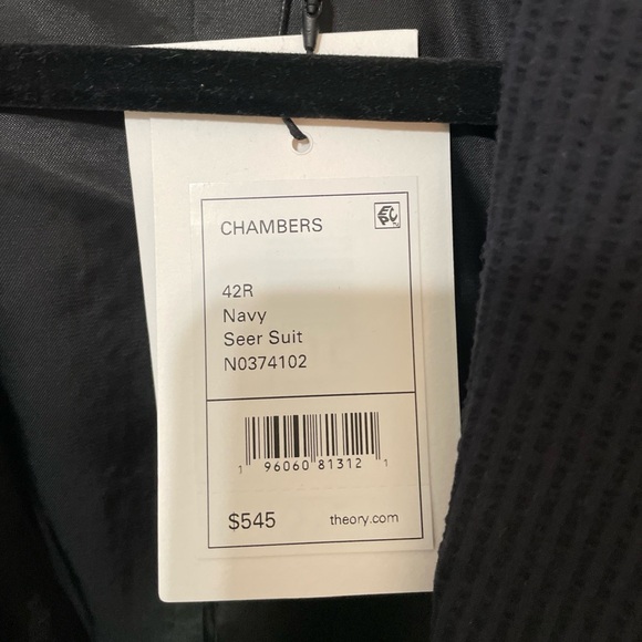 Theory Chambers Blazer and Zaine Pant Seersucker Navy 42R Blazer and 34W Pants - Picture 3 of 6